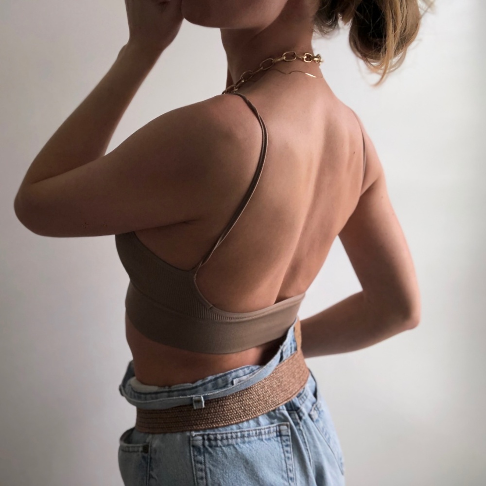 XS Nude Seamless Low Back Bralette llellie ss19 - Picture 5 of 7